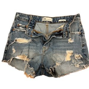 Oversized distressed Zara High Waisted Denim Shorts